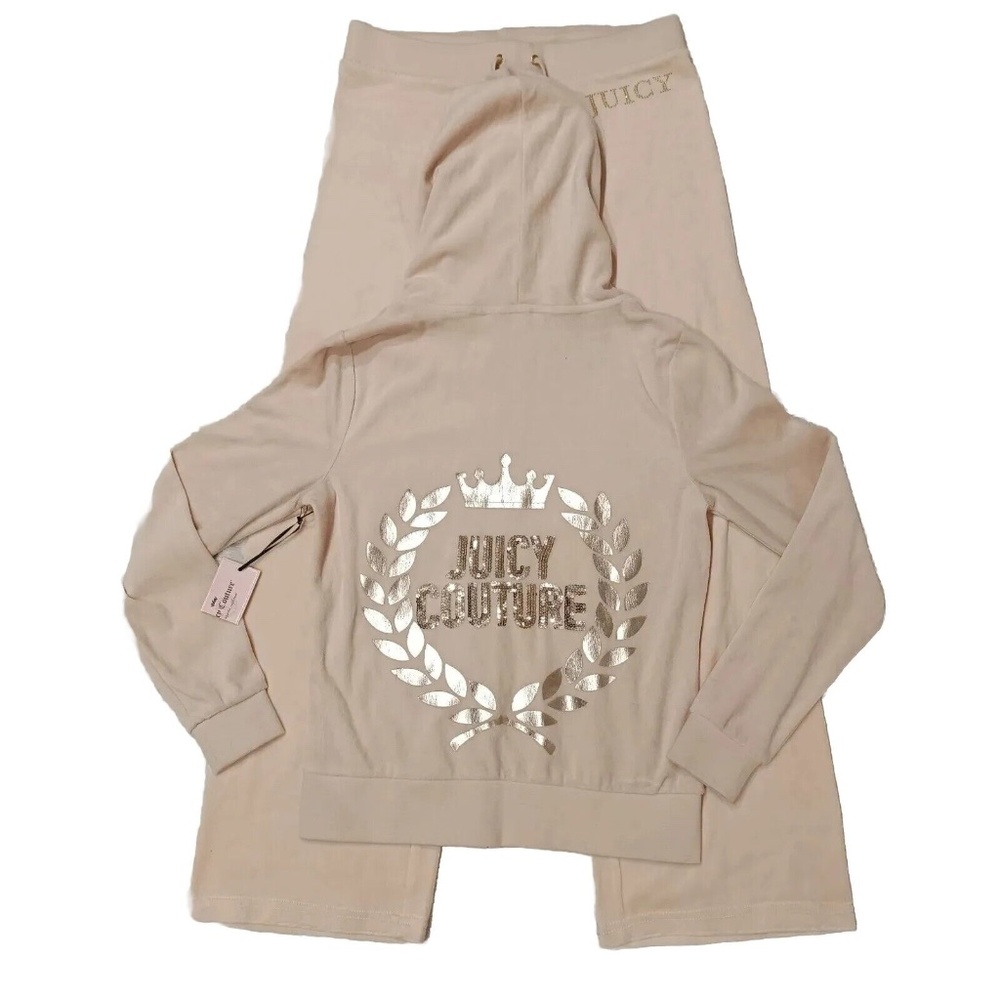 New Pink Juicy Couture Matching Tracksuit Set XS Jacket Small Pants Bling Logo